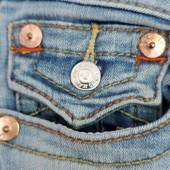 True Religion Classic Blue Denim Slim Straight Jeans Size 26 - Picture 5 of 13